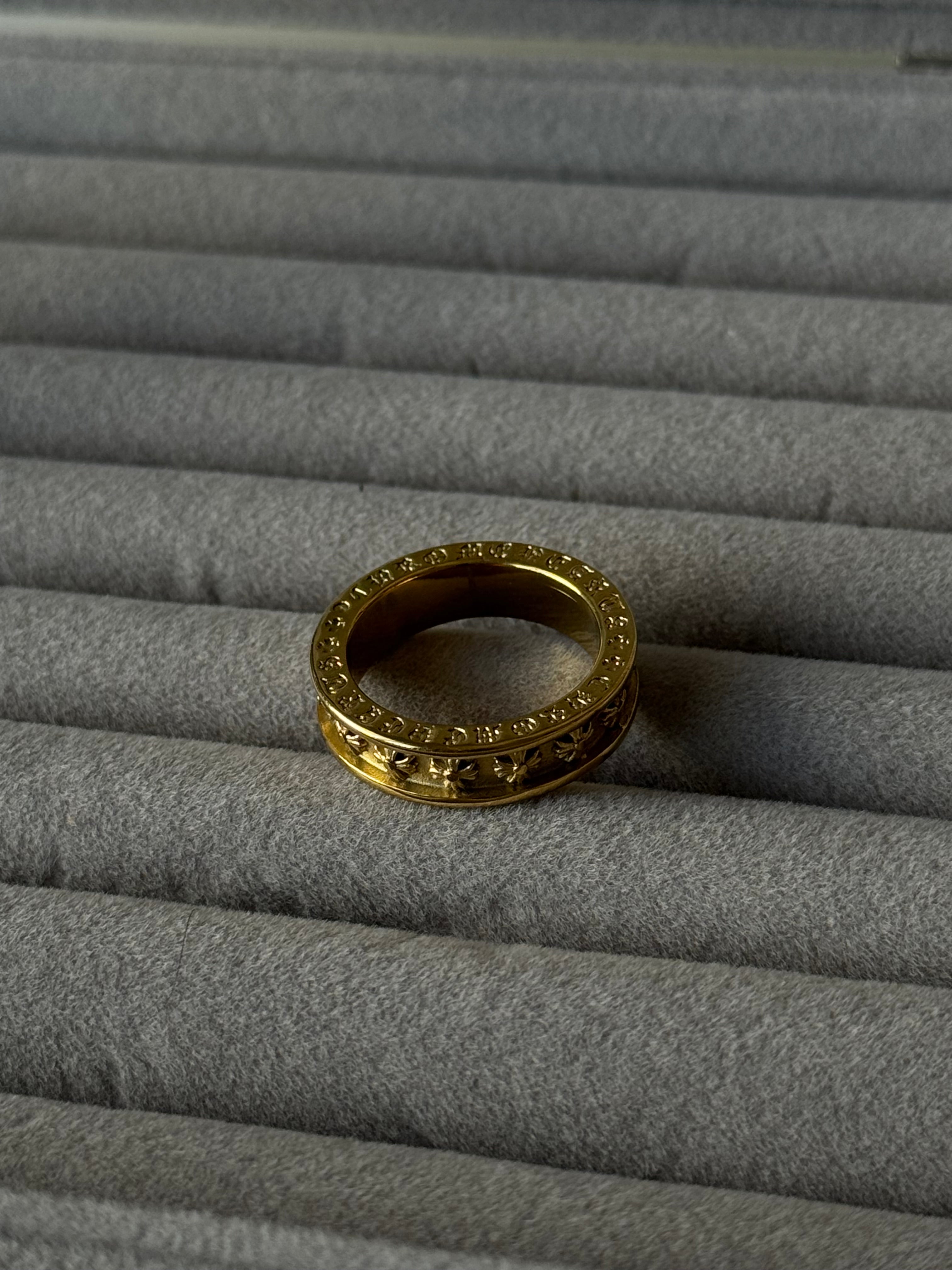 Chrome heart band gold ring