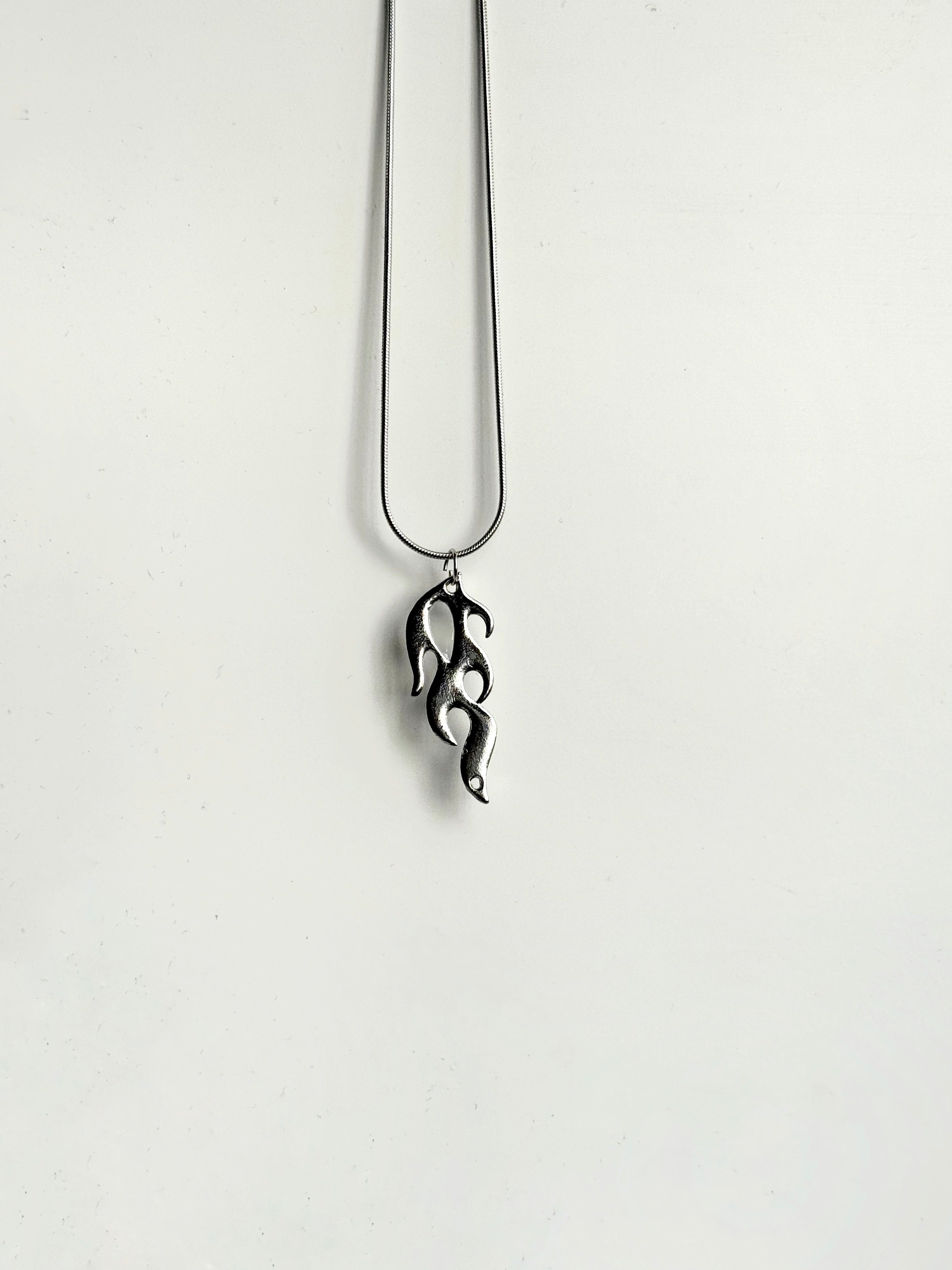 Silver flame pendant chain