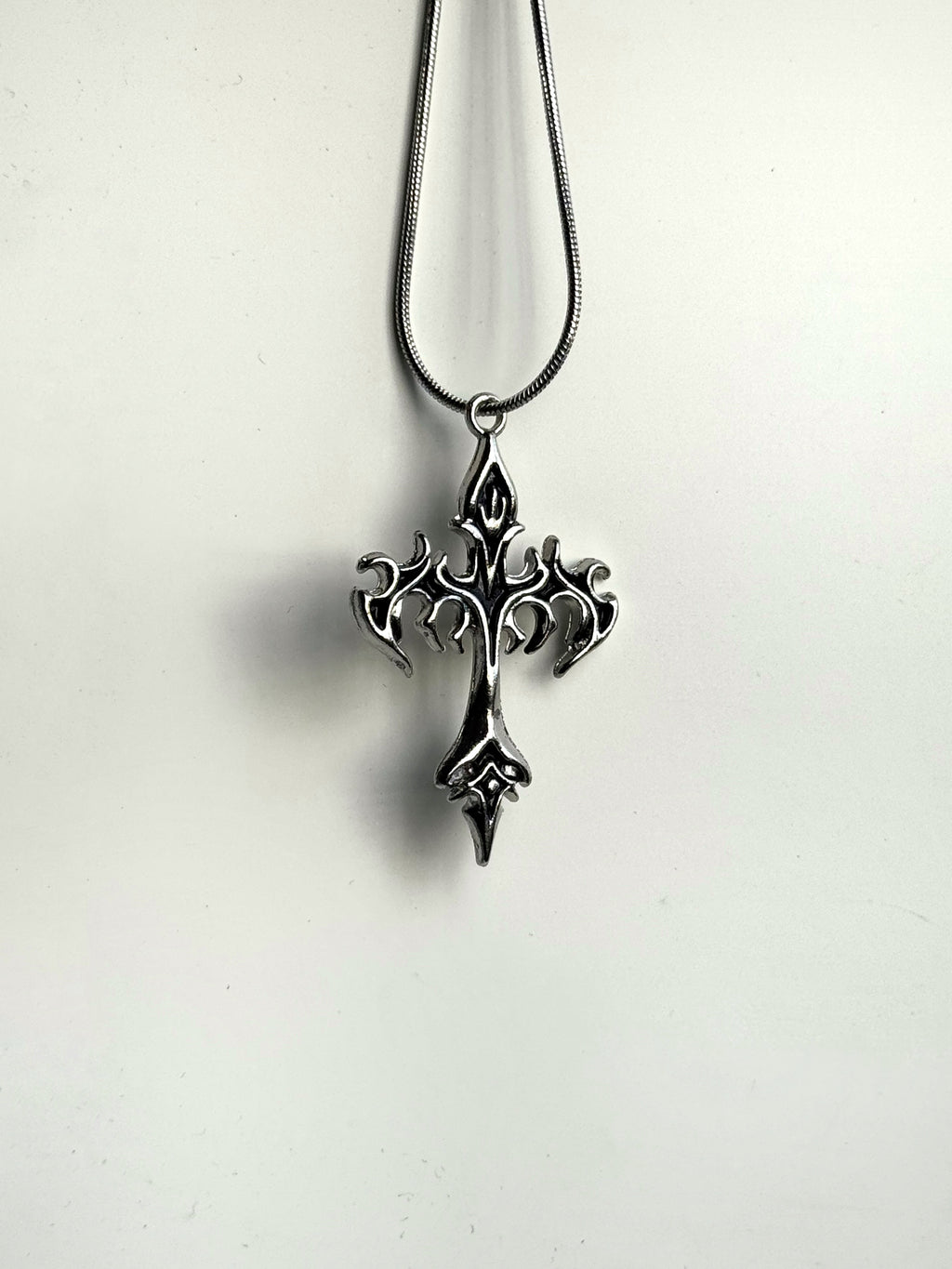 Flame gothic cross pendant