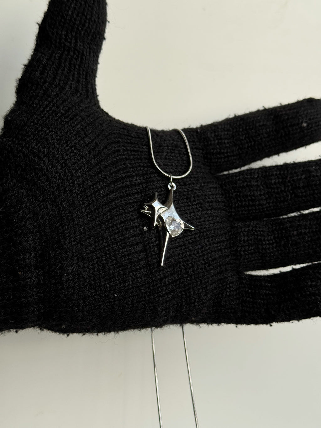 White stone twin pendant chain