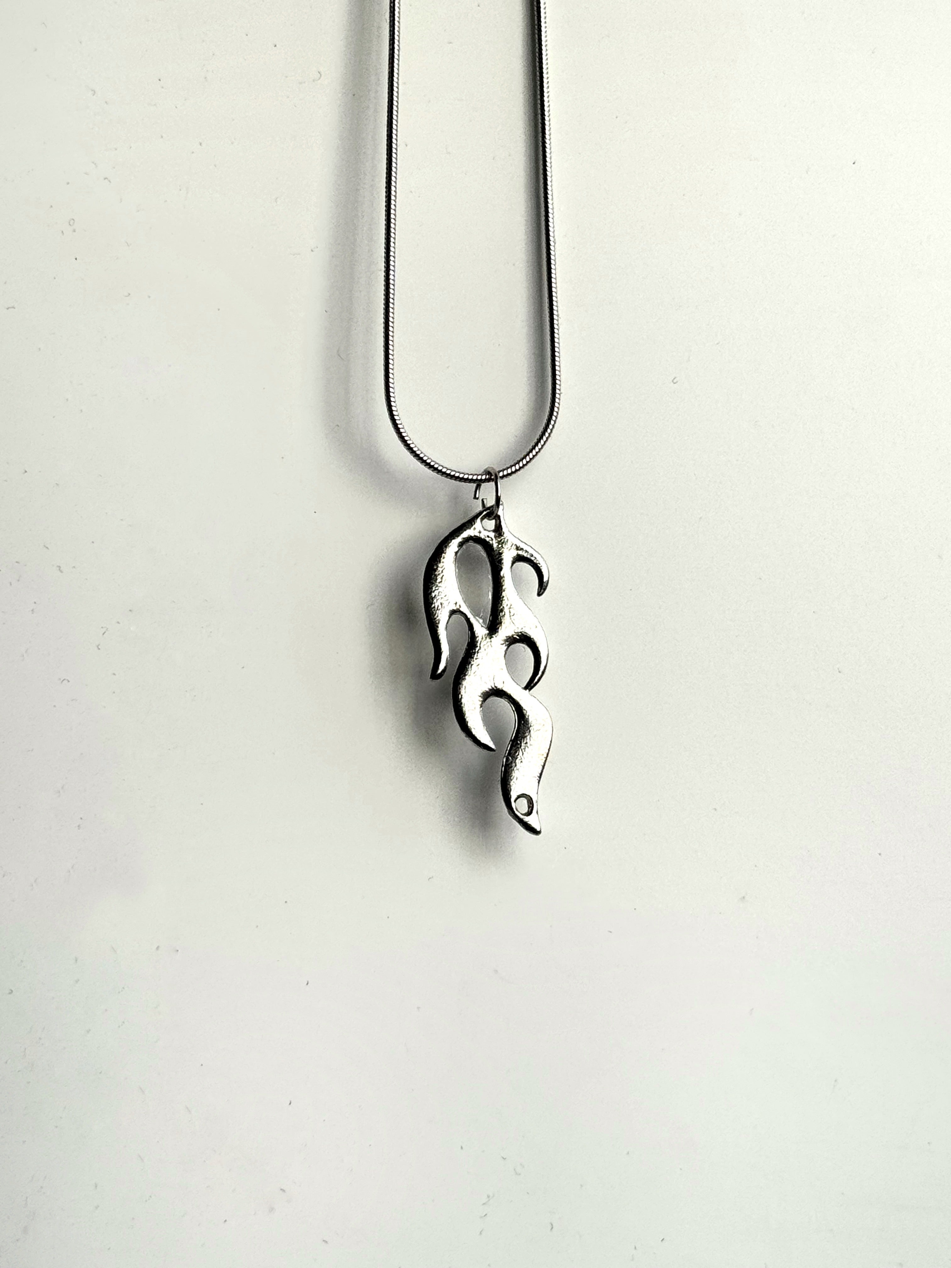 Silver flame pendant chain