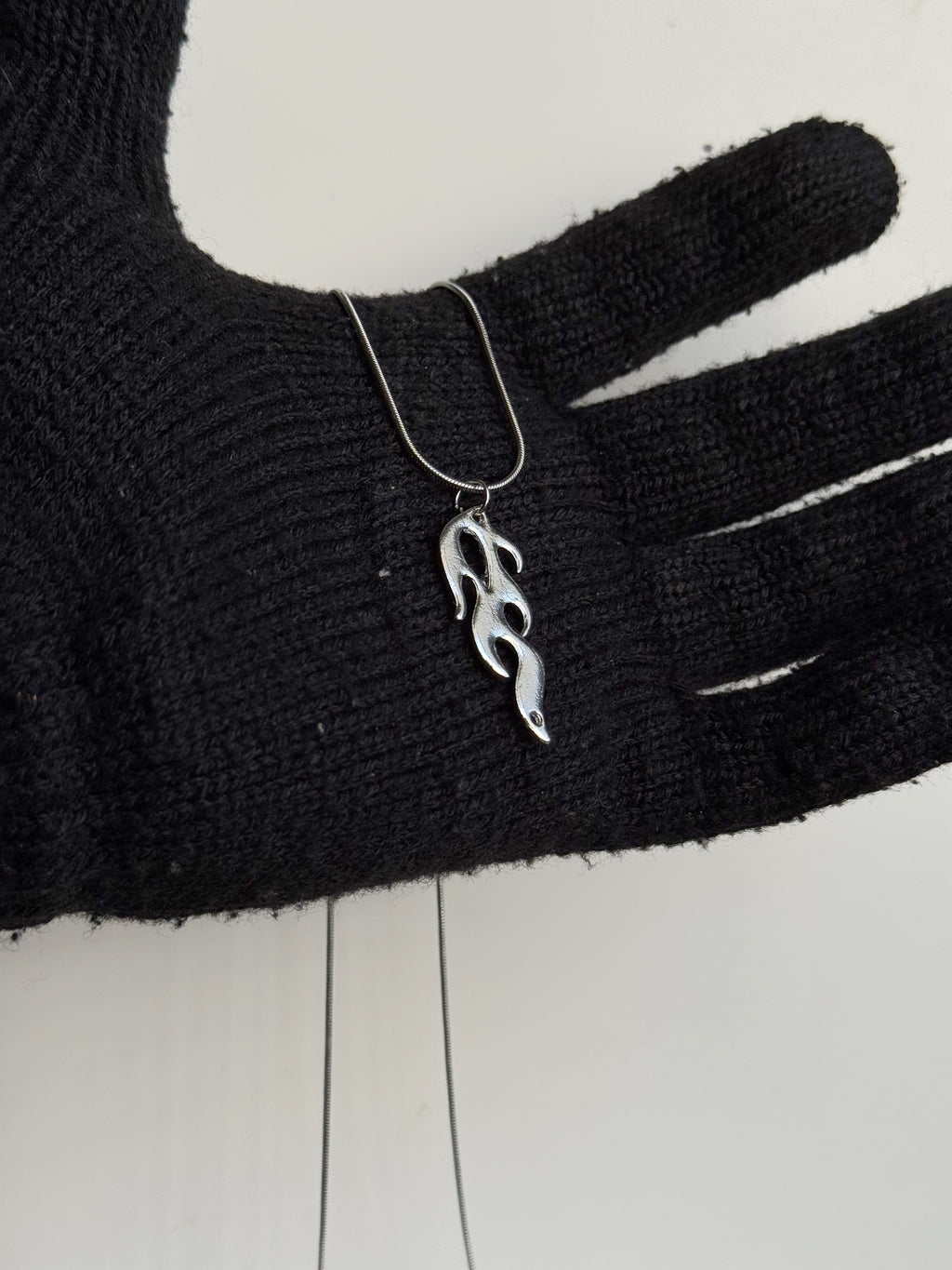 Silver flame pendant chain