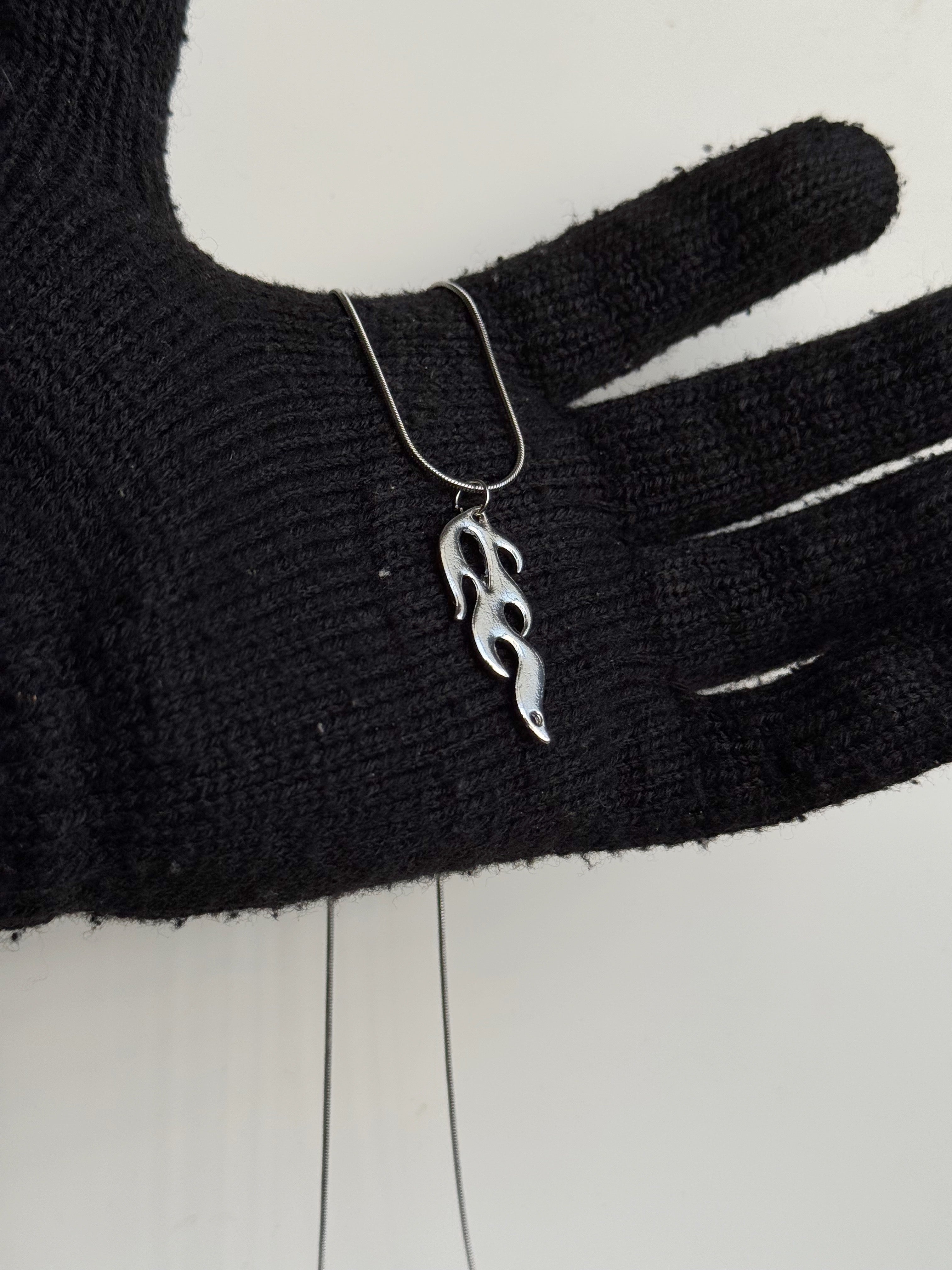 Silver flame pendant chain