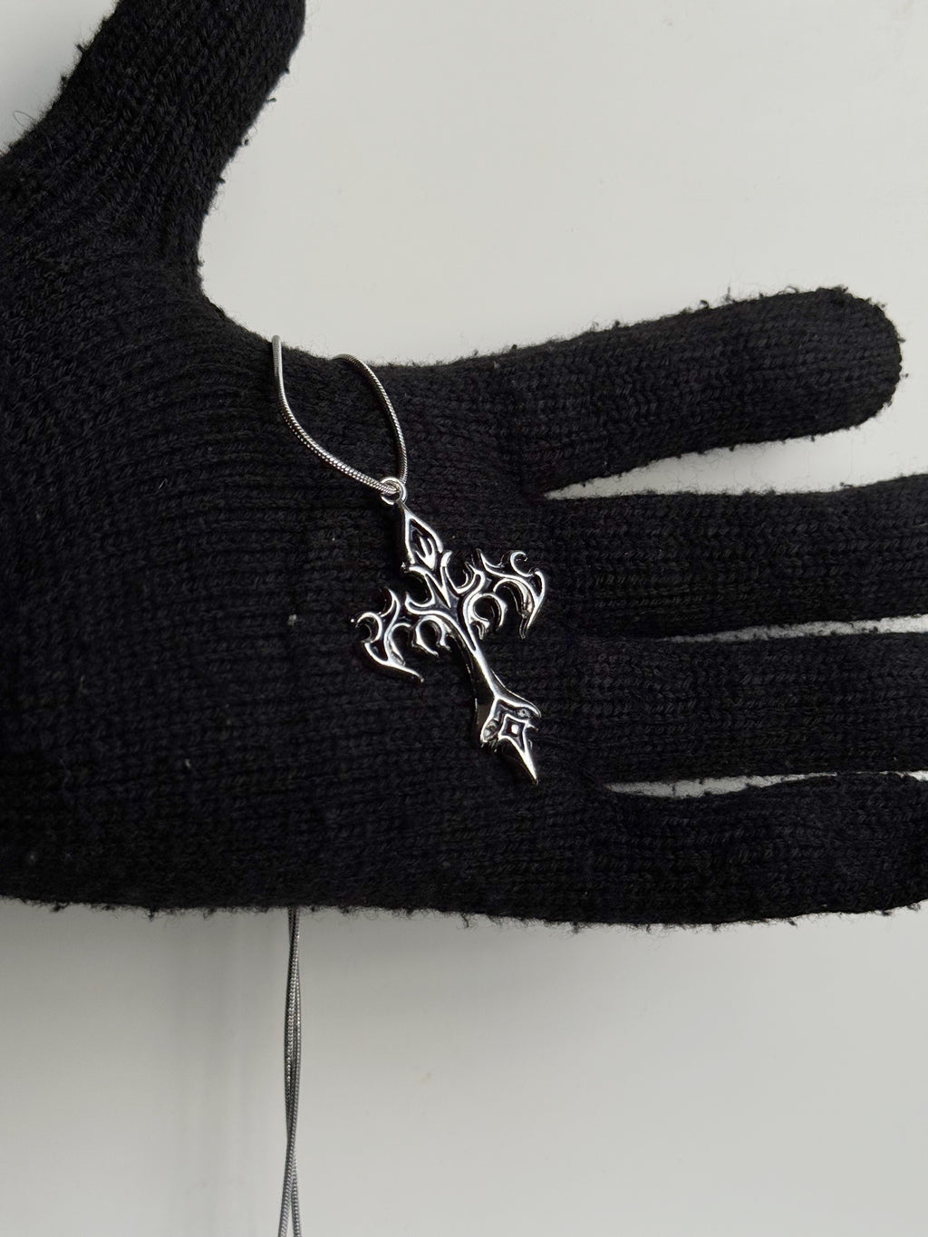 Flame gothic cross pendant