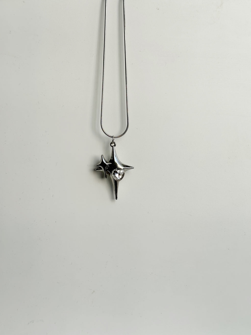 White stone twin pendant chain